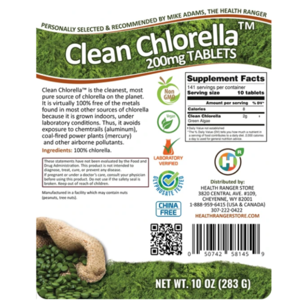 Clean Chlorella 200mg Tablets - Image 2